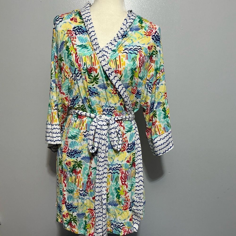 Echo Sleepwear tropical print lightweight robe size XL